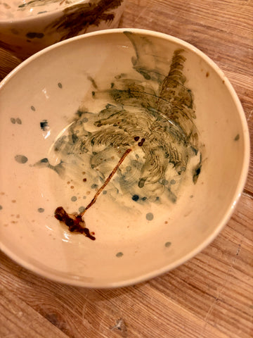 Bowl mediano de gres pintado a mano. Palmeras.