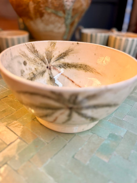 Bowl de gres pintado a mano. Palmeras.