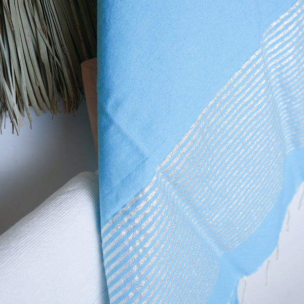 Fouta Silver Lurex Turquoise