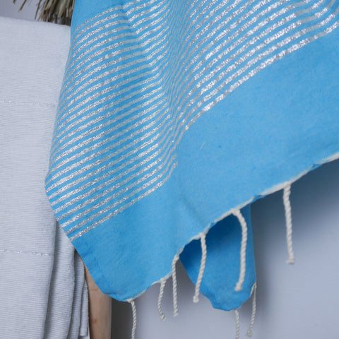 Fouta Silver Lurex Turquoise